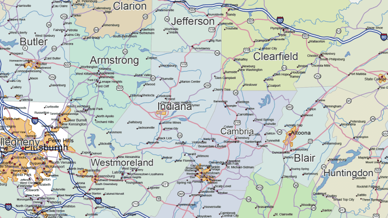 Pennsylvania Road and City Map