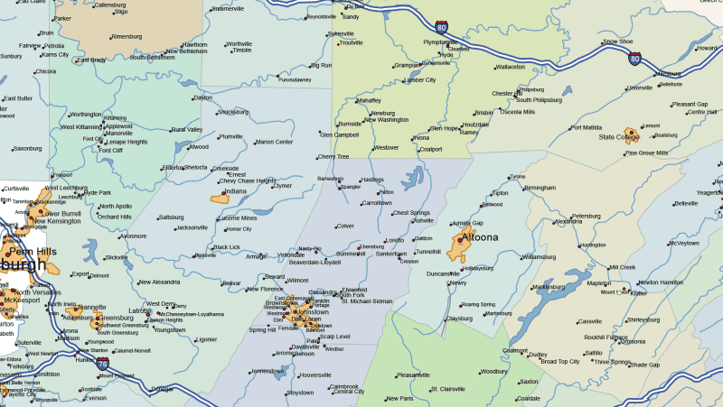 Pennsylvania Road and City Map