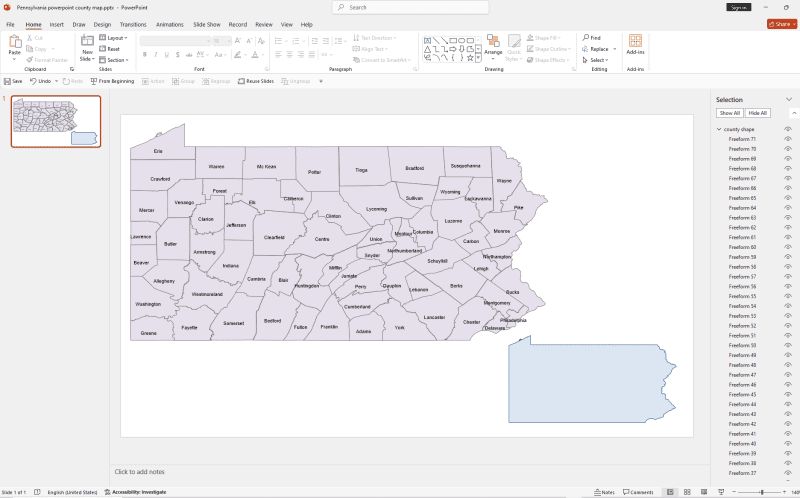 Pennsylvania PowerPoint County Map