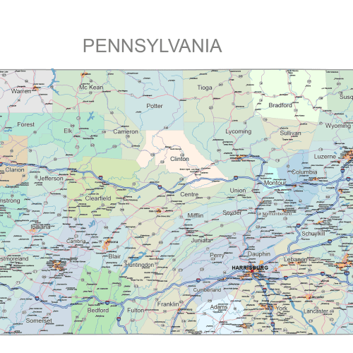 Pennsylvania Road and City Map