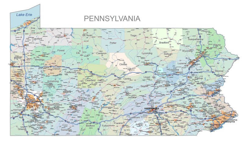 Pennsylvania Road and City Map