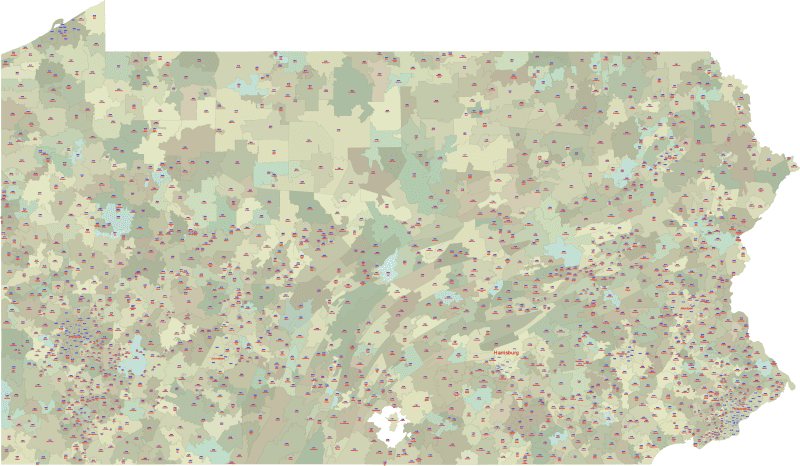 Pennsylvania ZIP Code Map With Cities