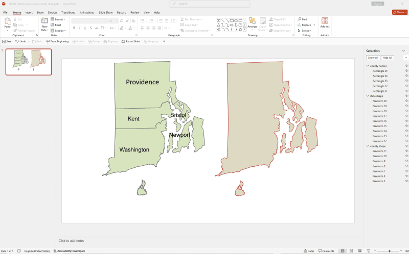 Rhode Island Powerpoint Map