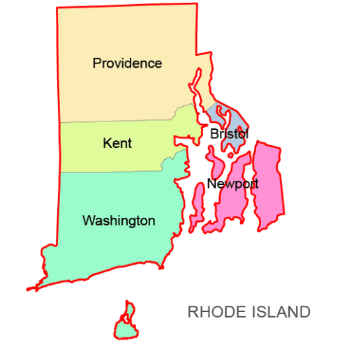 Rhode Island Colored County Map