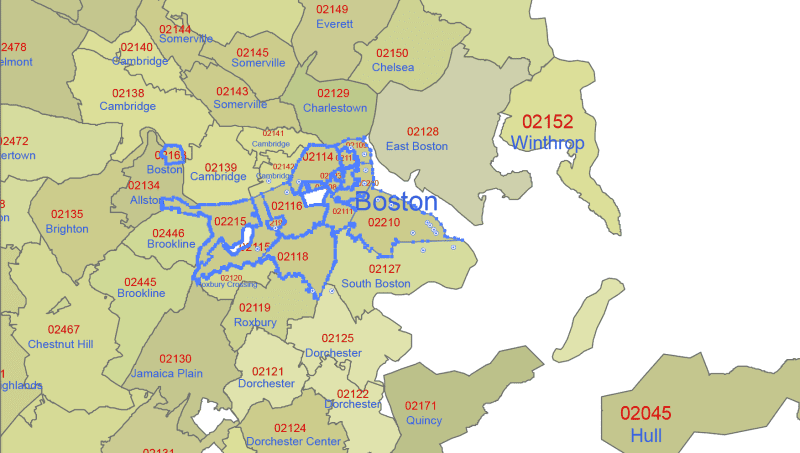 MA ZIP Code Map With Cities