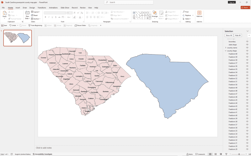 South Carolina PowerPoint County Map
