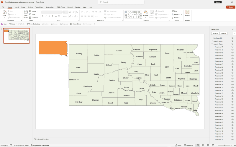 South Dakota Powerpoint Map