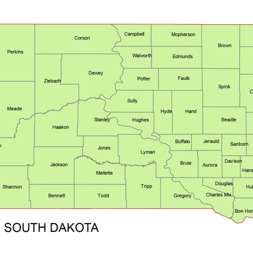 South Dakota Vector County Map