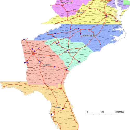 South Atlantic Region Counties