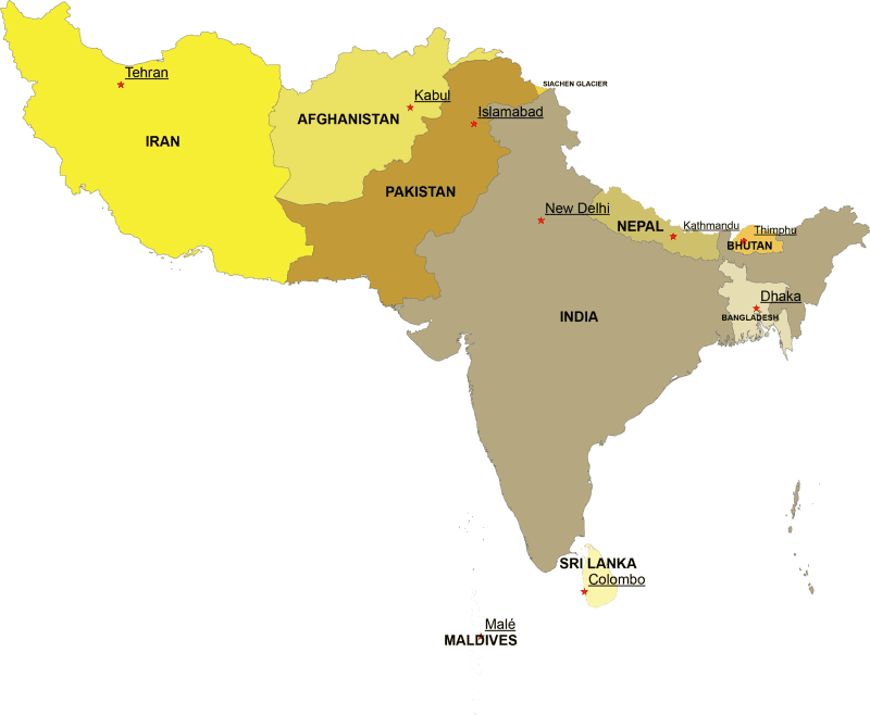 Southern Asia-digital-map