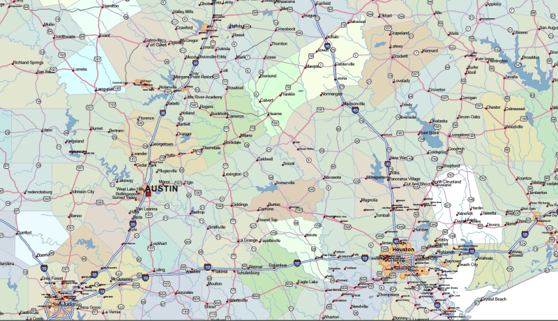 Texas road map detail2