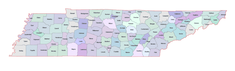 Tennessee Colored County Map