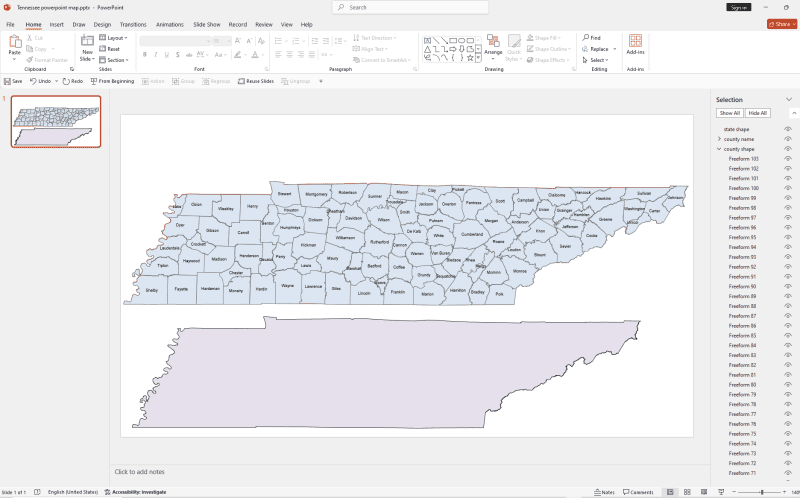 Tennessee PowerPoint Map