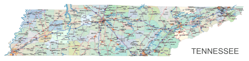 Tennessee Road and City Map
