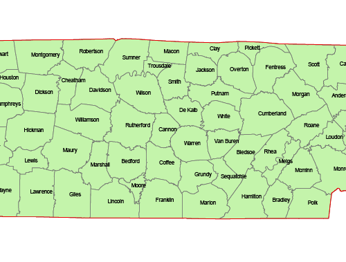 Tennessee Vector County Map