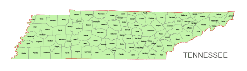 Tennessee Vector County Map