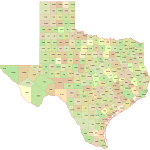 Texas Colored County Map