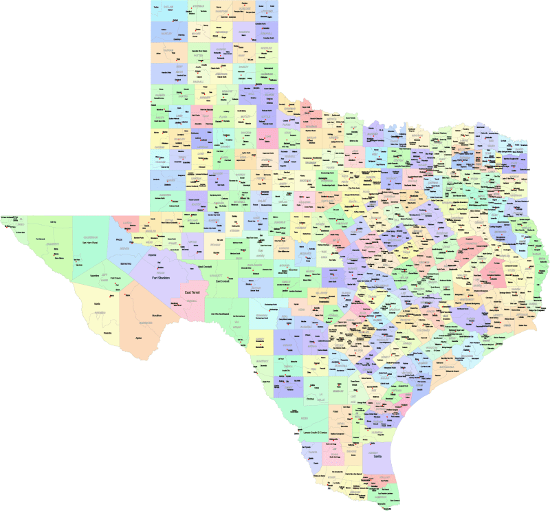 Texas County and Communities Map