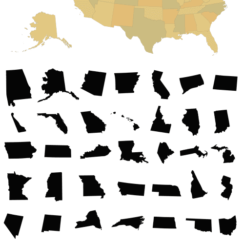 United States 50-State Silhouette Map