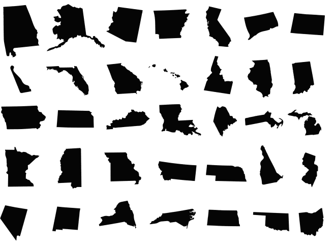 United States 50-State Silhouette Map
