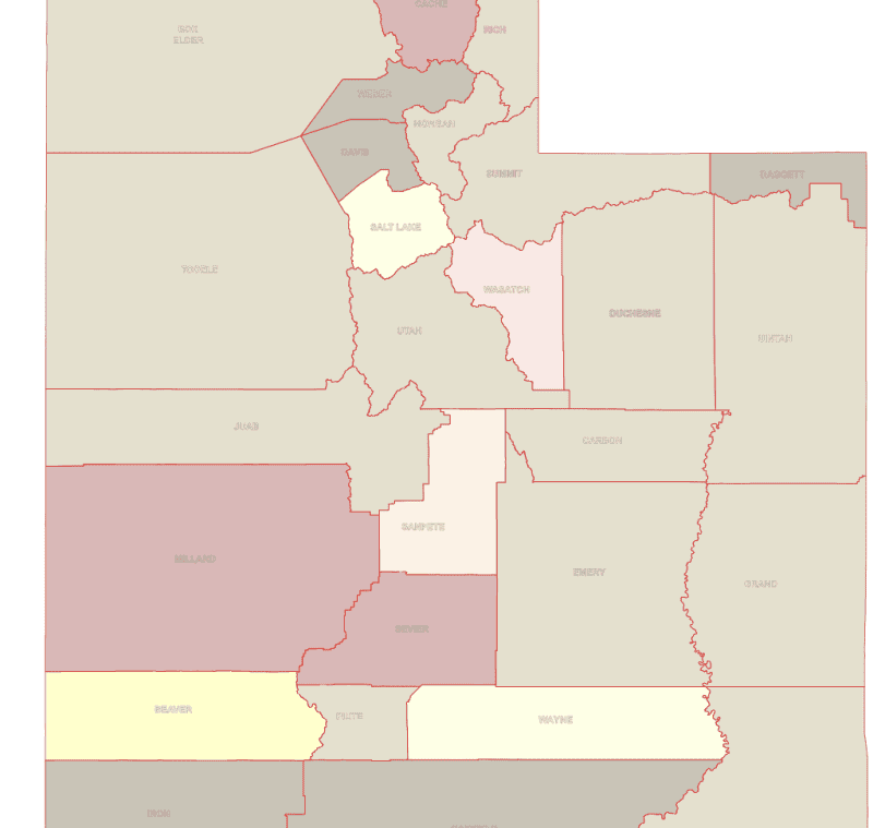 UT ZIP Code Map With Cities Counties