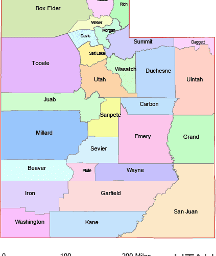 Utah Colored County Map
