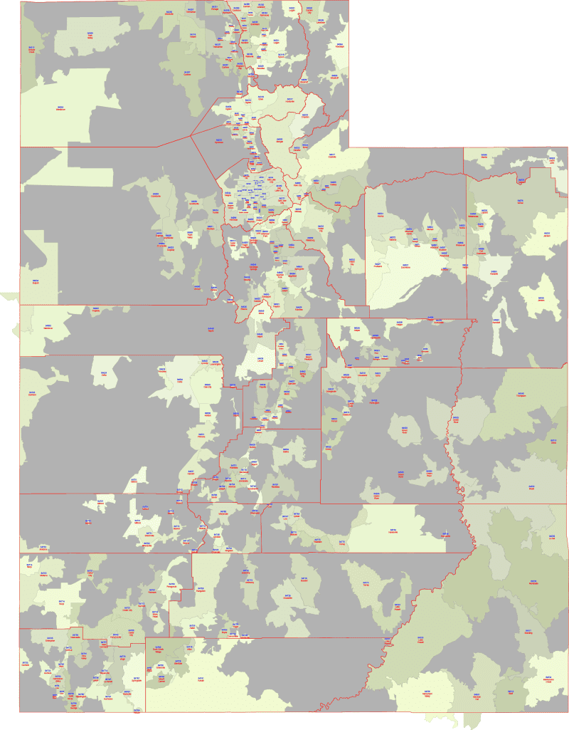 Utah ZIP Code Map With Cities