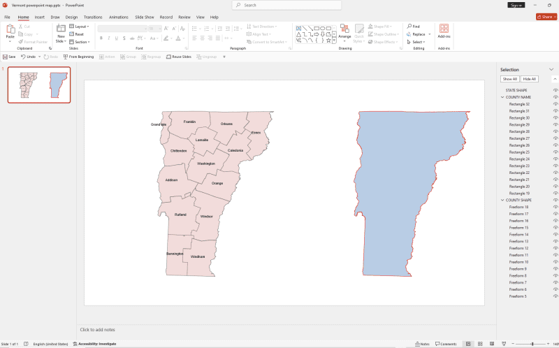 Vermont PowerPoint Map