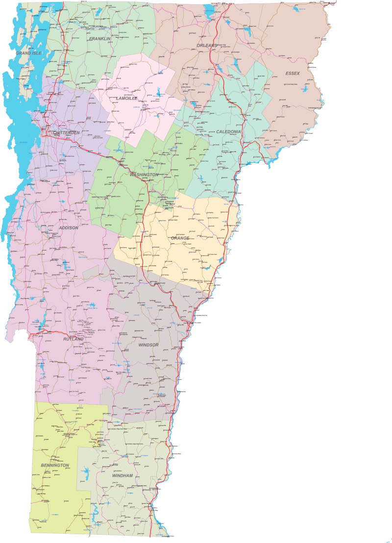 Vermont Road and City Map