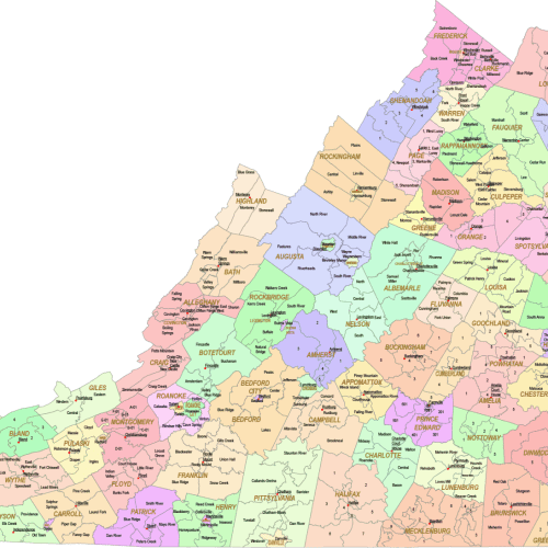 Virginia County and Communities Map