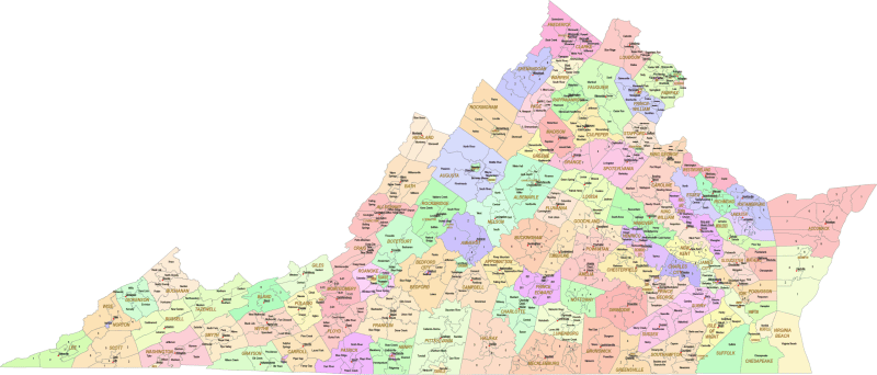 Virginia County and Communities Map