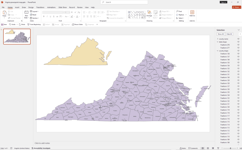 Virginia PowerPoint Map