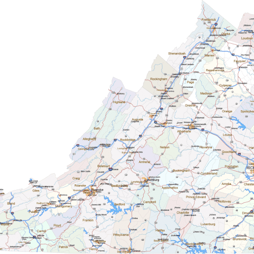 Virginia Road and City Map