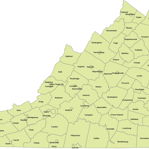 Virginia Vector County Map