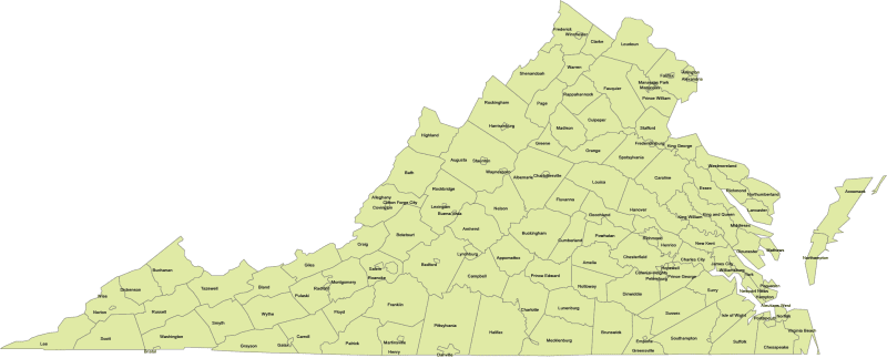 Virginia Vector County Map