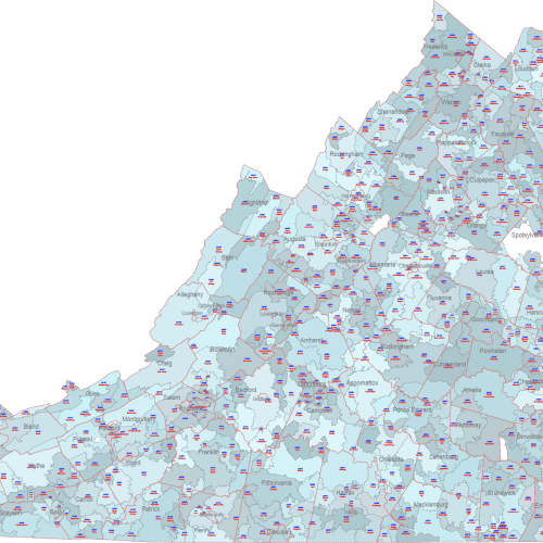 VA ZIP Code Map With Cities Counties