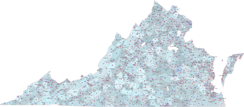 VA ZIP Code Map With Cities Counties