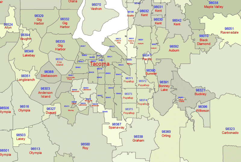 Washington ZIP Code Map With Cities