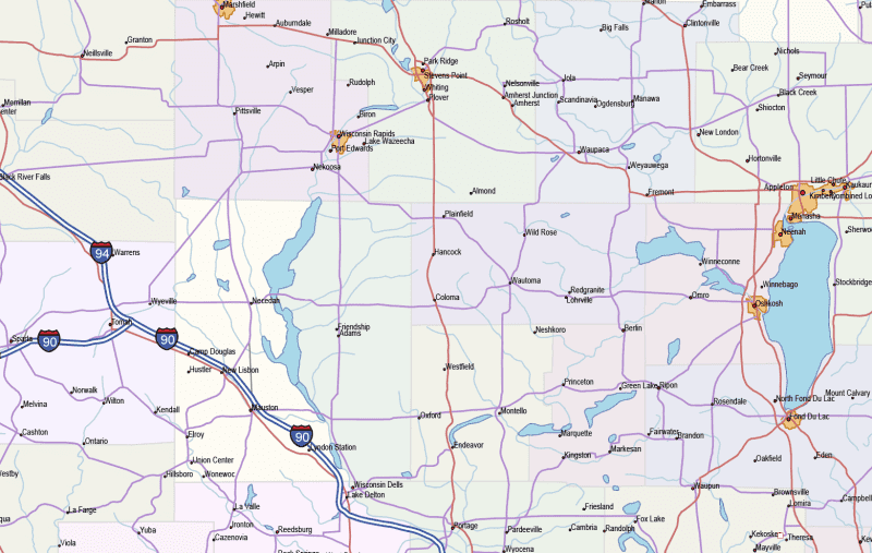 Wisconsin Road and City Map