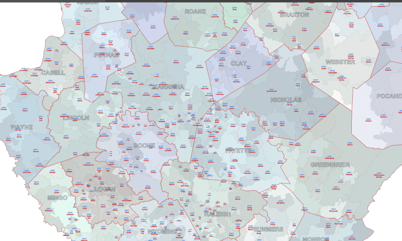 WV ZIP Codes With Cities Counties