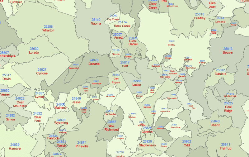 West Virginia ZIP Codes With Cities