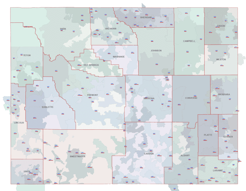 WY ZIP Codes With Cities And Counties