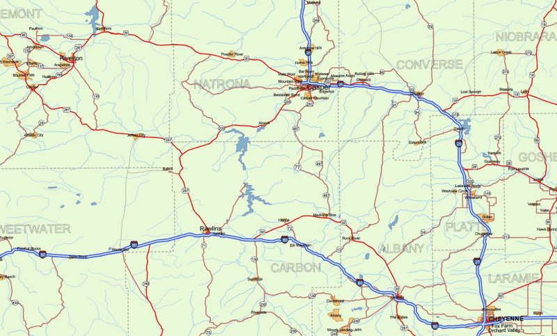 Wyoming Road and City Map