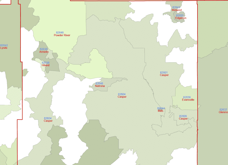 Wyoming ZIP Codes With Primary Cities