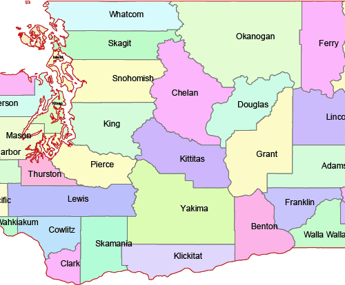 Washington County Colored Map