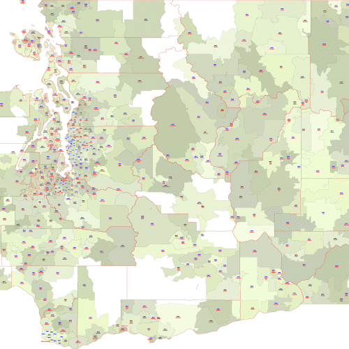 Washington ZIP Code Map With Cities
