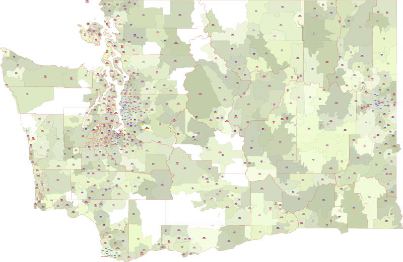 Washington ZIP Code Map With Cities