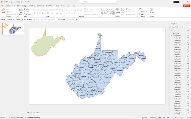 West Virginia PowerPoint Map
