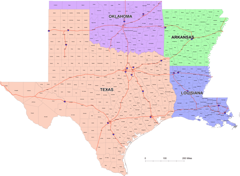 West South Central County Map