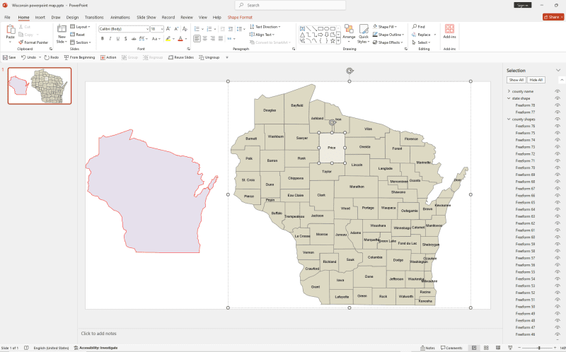 Wisconsin PowerPoint Map